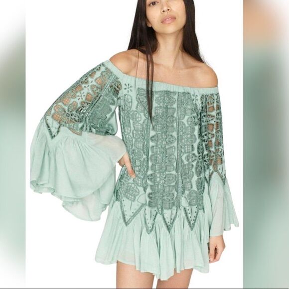 Free People - Daisy Cutwork Mini Dress - Picture 1 of 8